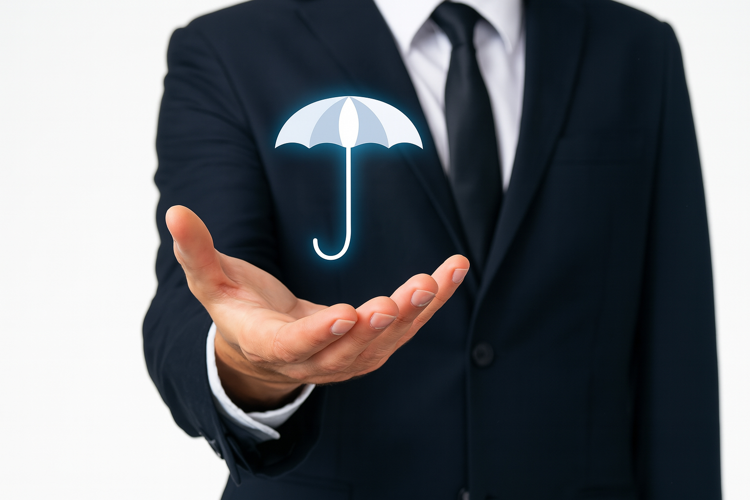 Insurance professional offering umbrella protection representing comprehensive commercial umbrella insurance coverage