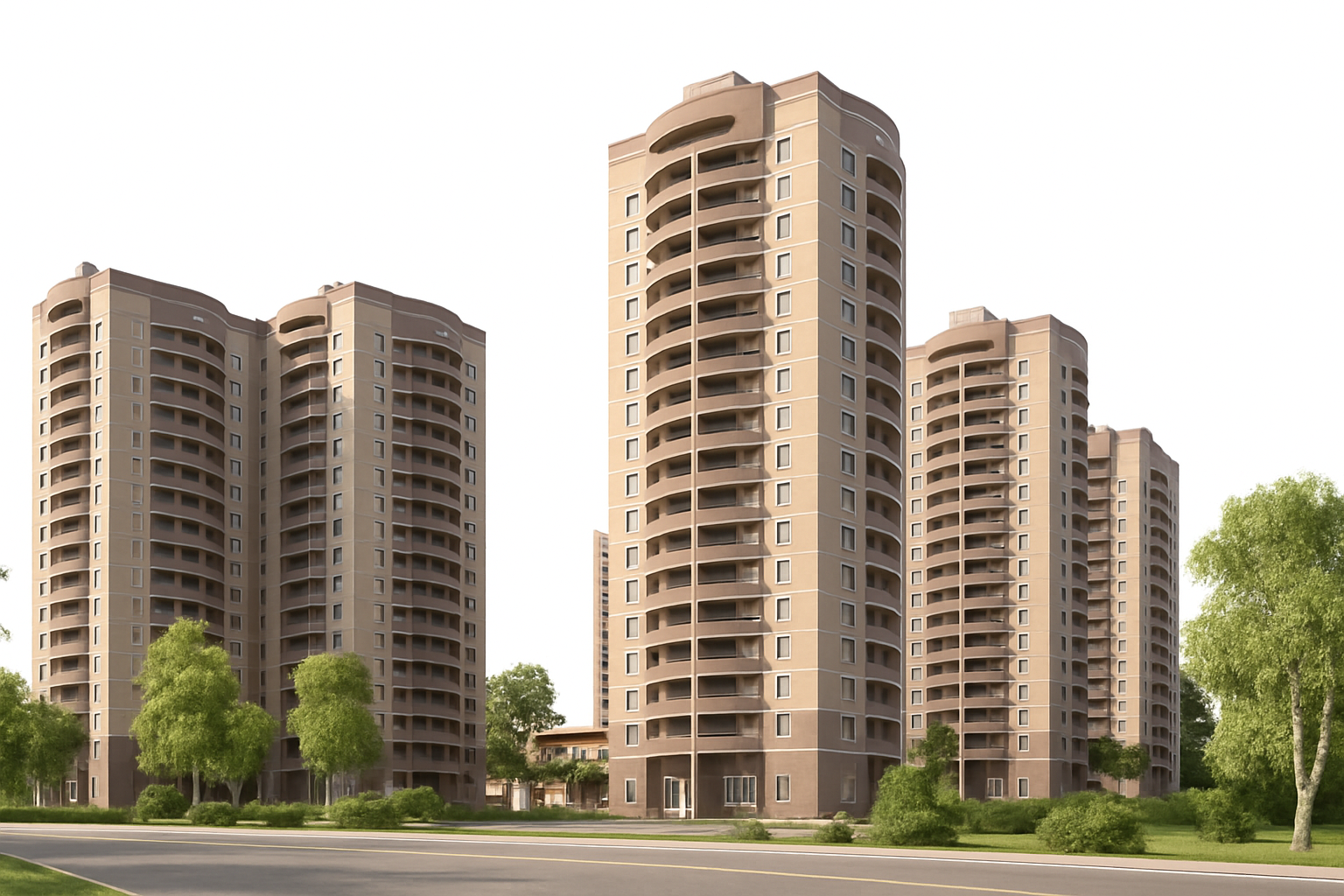 Large modern apartment complex representing comprehensive apartment building insurance coverage