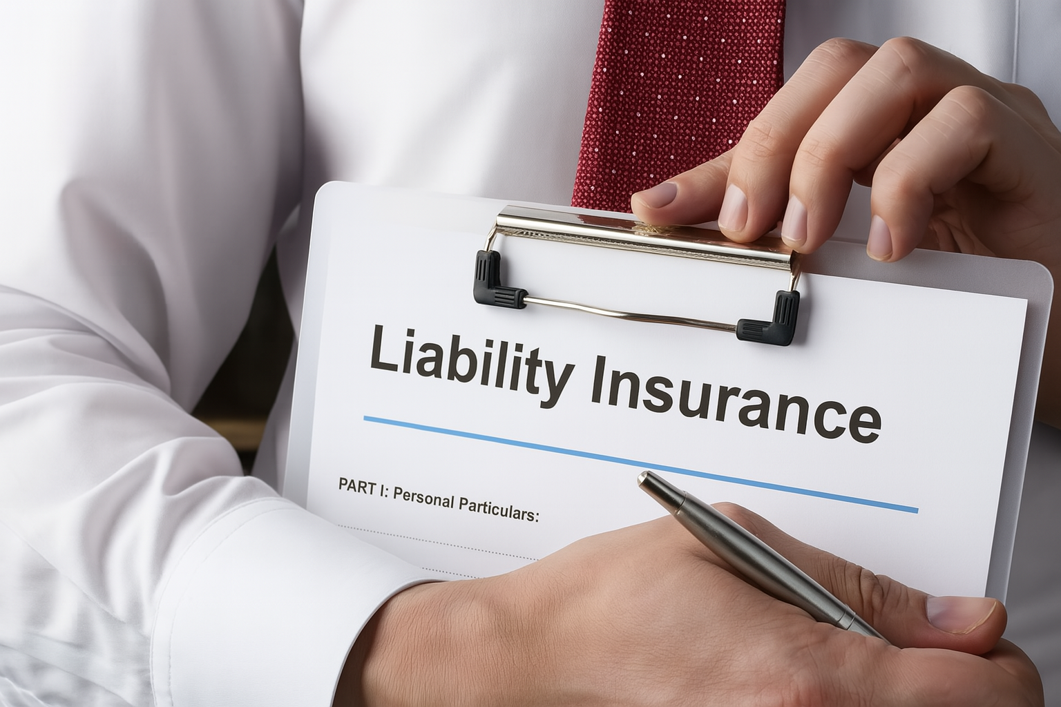 Professional liability insurance documentation representing comprehensive coverage and legal protection