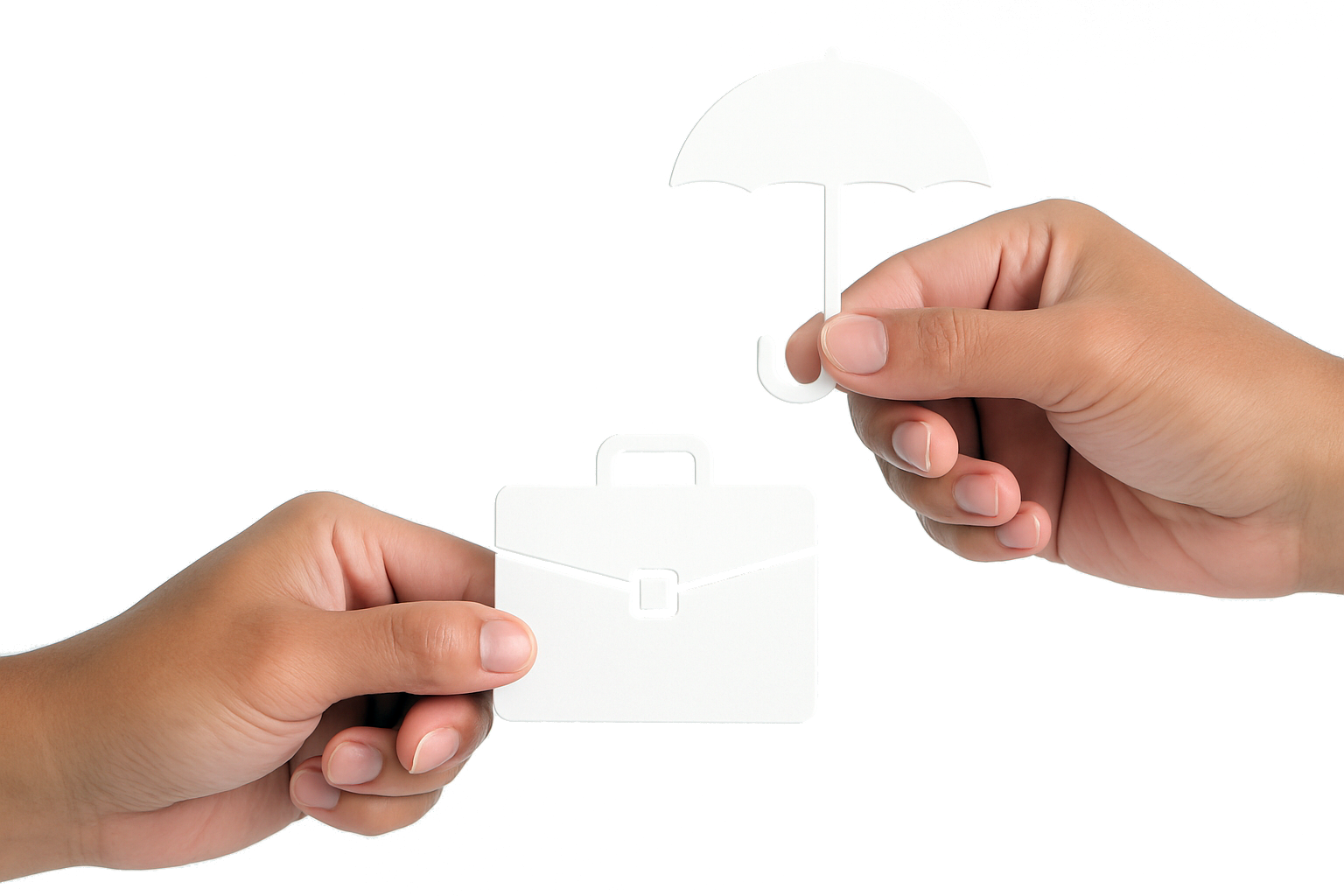 Hands holding protective umbrellas representing commercial umbrella insurance coverage