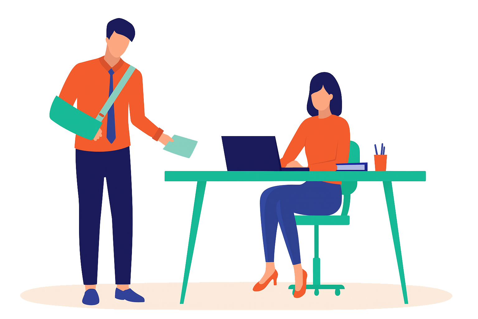 Workplace safety with workers compensation insurance protection coverage showing injured employee receiving support